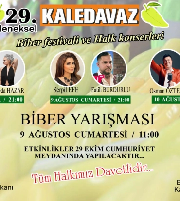 29.Geleneksel Biber Festivalimize Tüm Halkımız Davetlidir.